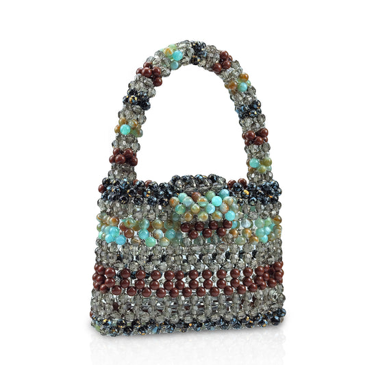 Women's colorful beaded acrylic handbag, handcrafted evening bag, wedding celebration, birthday event, purse and handbag.